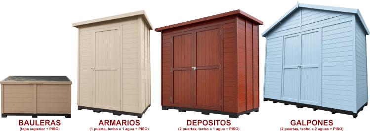 Bauleras, Depositos de Jardin, Galpones, Cobertizos, Armarios, Casetas, Gabinetes, Guarda Cosas, Muebles de Exterior Guardado, Organizador de Jardín Exterior, Bodega de Jardin y Obradores