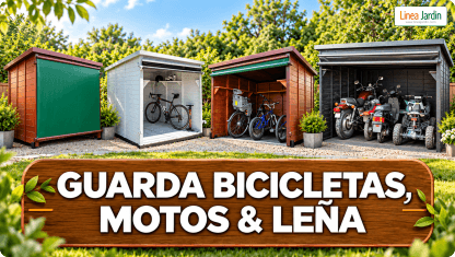 Guarda Bicicletas, Guarda Motos, Guarda Fourtraks y Leña, Leñero para exterior