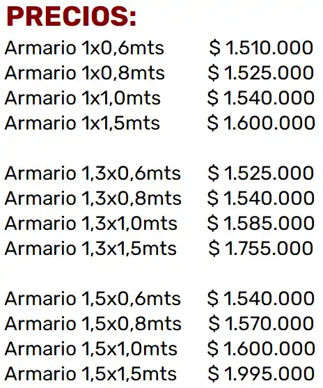 Lista de Precios - Armarios de Jardin