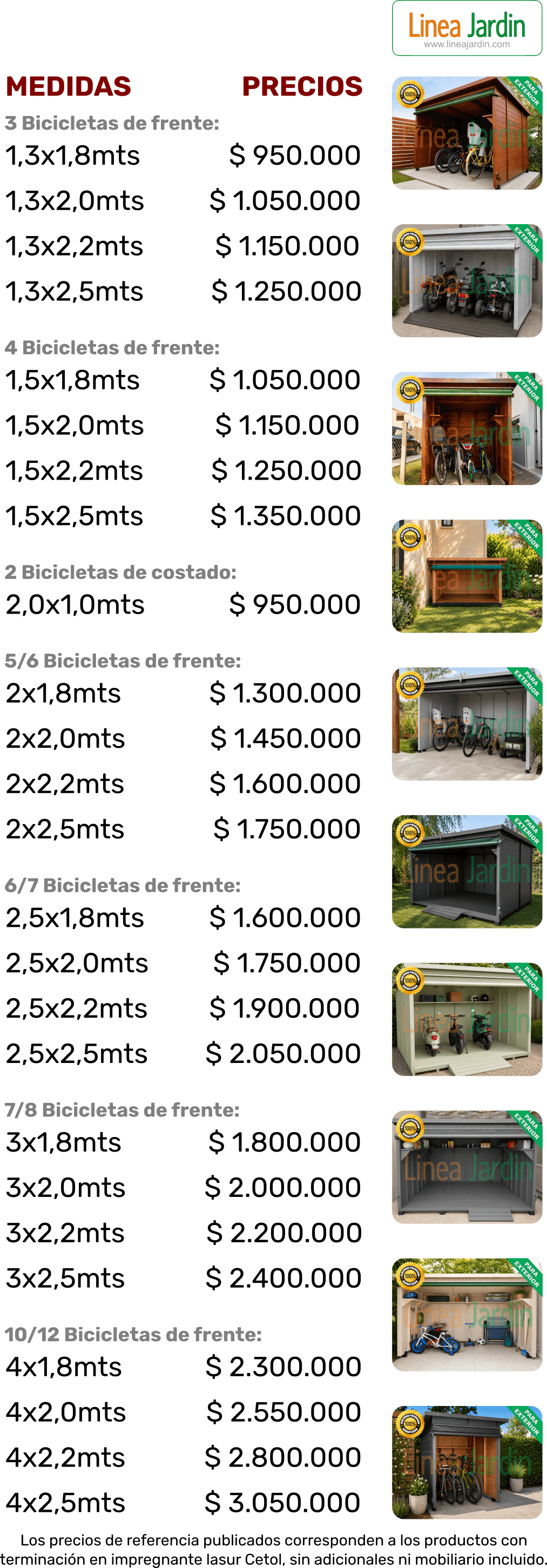 Lista de Precios - Guarda Bicicletas y Motos